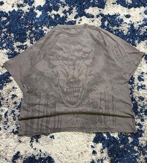 Y2K  Howling Wolf AOP Graphic Print Short Sleeve T-Shirt